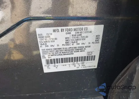 2020 Ford Edge Sel из США, поврежденный, VIN 2FMPK3J92LBA44250